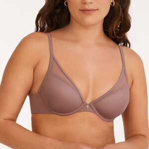 ThirdLove 24/7 Classic Contour Plunge Underwire Push Up Bra Clay Crewm 32D 1/2